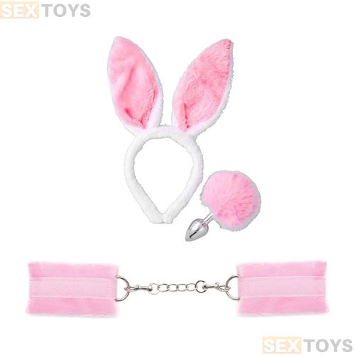 Fun Toys Butt Plug Tail Rabbit Ear & Handcuffs Combo