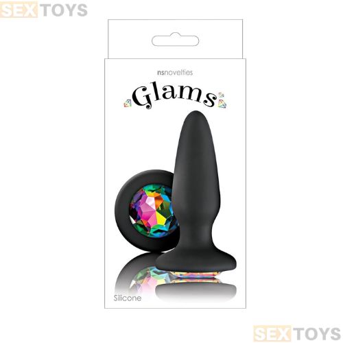 Glams Black Silicone Butt Plug Rainbow Gem