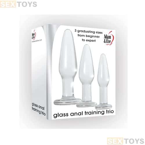 Adam & Eve Glass Anal Butt Plugs, Set of 3
