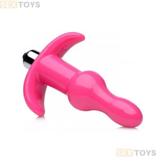Frisky Ribbed Vibrating Butt Plug - Pink