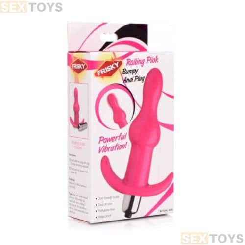 Frisky Ribbed Vibrating Butt Plug - Pink