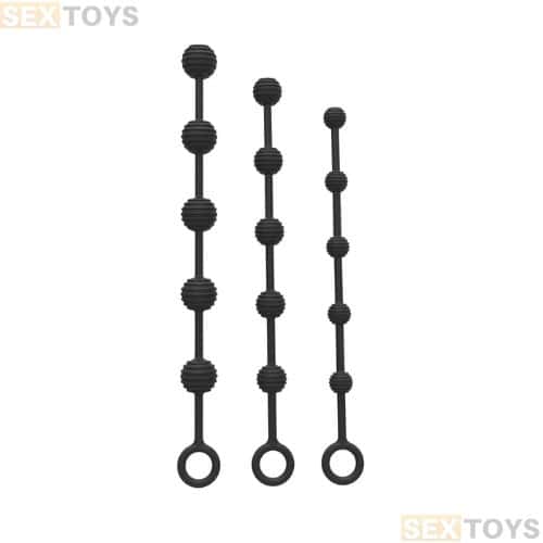 Ribbed Anal Beads - Black