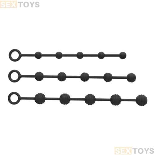 Ribbed Anal Beads - Black