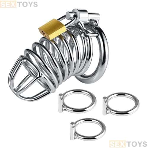 Steel Ring Chastity Cage Device (Silvery)