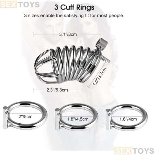 Steel Ring Chastity Cage Device (Silvery)