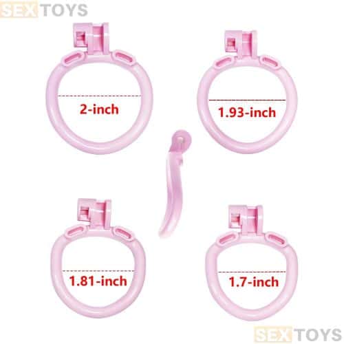 Male Chastity Cage with Lock & 4 Rings Nylon - Pink