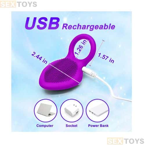 Vibrating Cock Ring Rechargeable Silicone Stretchy Penis Rings