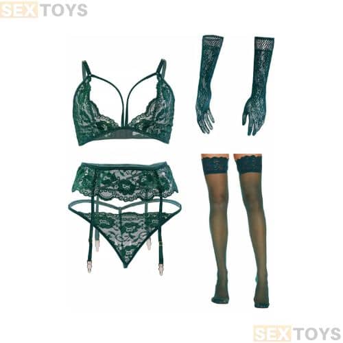 Women Lingerie with Stockings and Gloves or Eye-mask