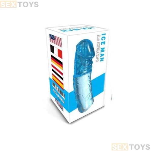 Ice Man Transparent Clear Penis Sleeve -Blue