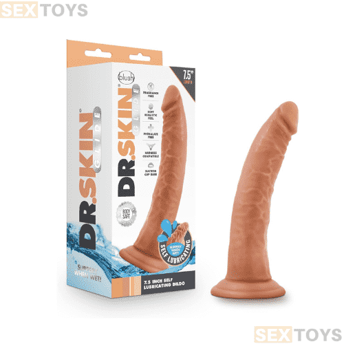 Blush Dr. Skin Glide 7.5 Inches Soft Realistic Dildo, Slim 