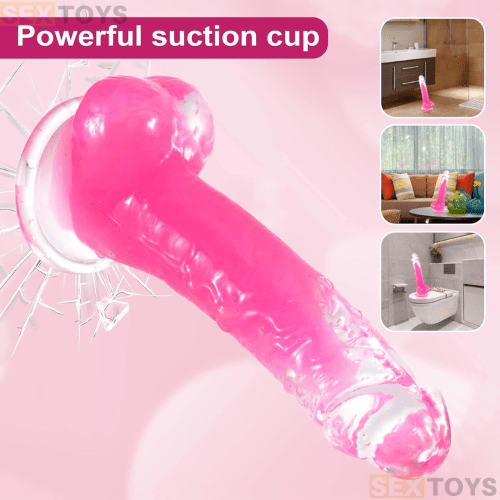 7 Inch Transparent Dildo Pink