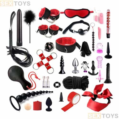 35PCS Restraint Bdsm Kit Set for Sex Red-Black