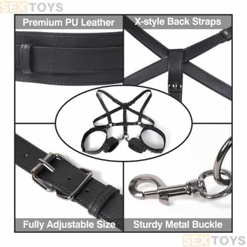 BDSM Sex Bondage Restraints Kit, 3 in 1 Leather