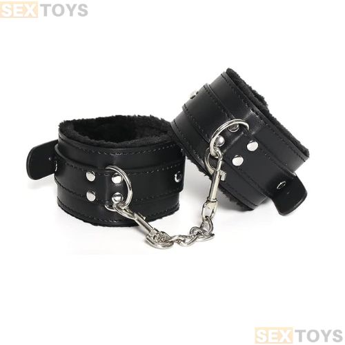 Black Leather Handcuff For Adult Adjustable Size